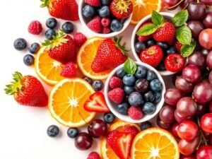 Colorful anti-inflammatory foods list for beginners including berries, leafy greens, and nuts