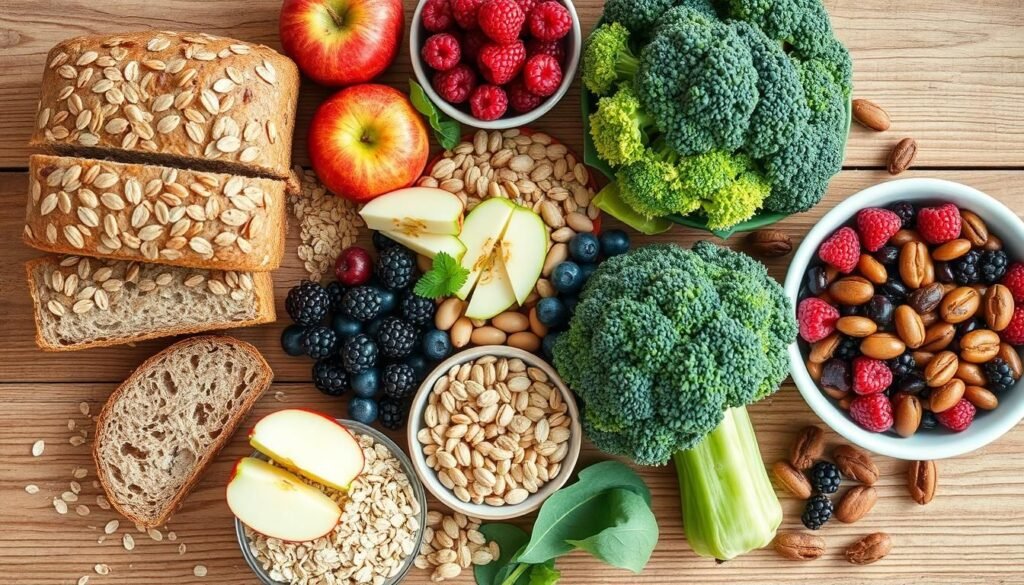 Plate with quinoa, black beans, avocado, and broccoli